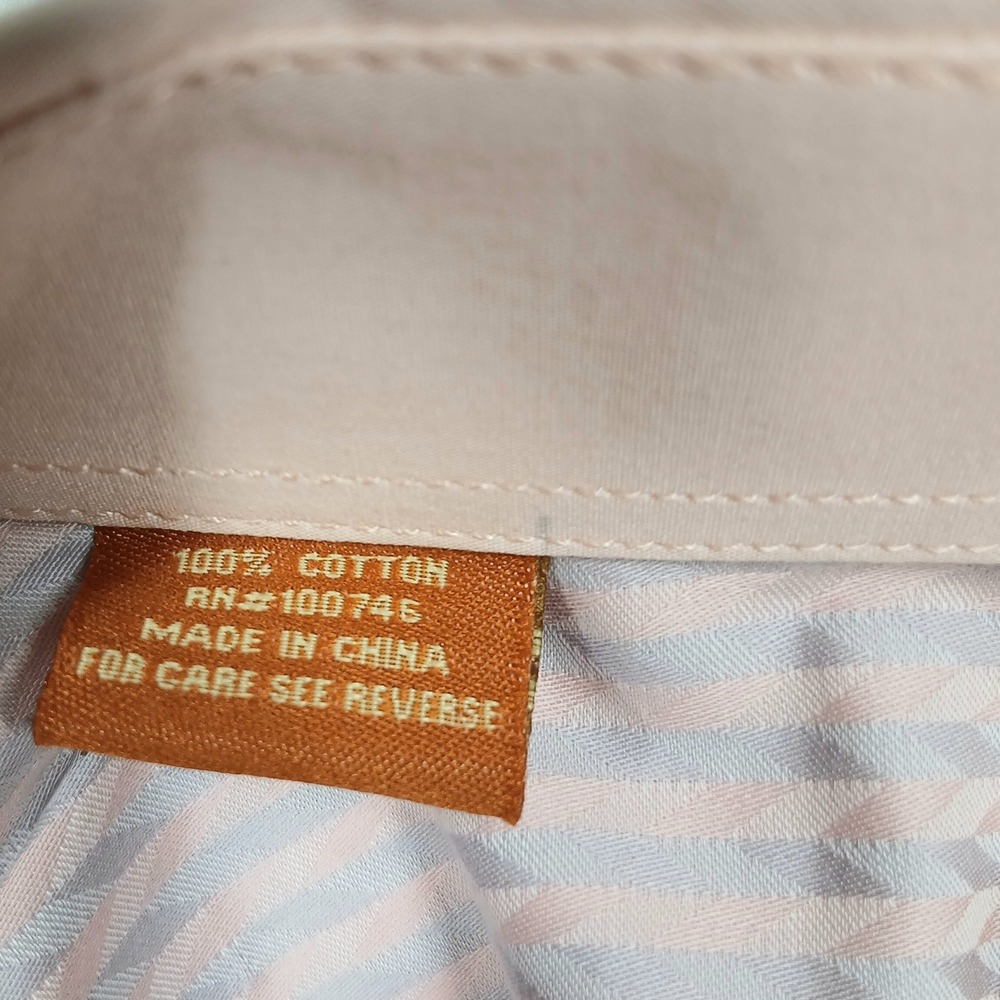 Steven Land Dress Shirt Men's 17.5 Pink Stripe Contrast Cuff - Picture 6 of 10